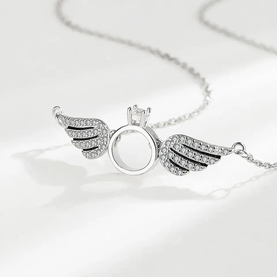 Angel Wings Necklace - Silver - Salty Accessories