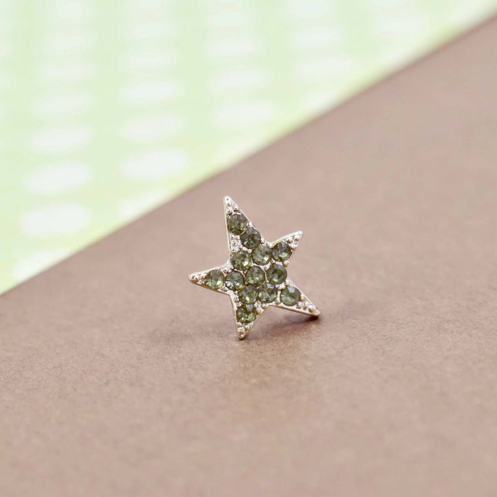 Asymmetric Midnight Green Studded Star Earrings - Salty Accessories