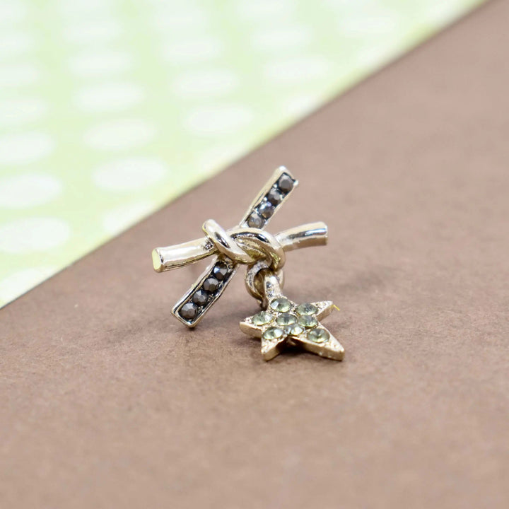 Asymmetric Midnight Green Studded Star Earrings - Salty Accessories