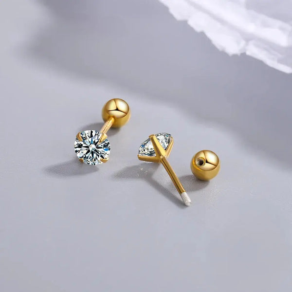Atlas Stone Golden Stud Earrings