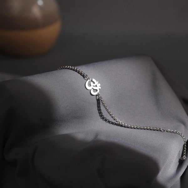 Auspicious "OM" Silver Bracelet