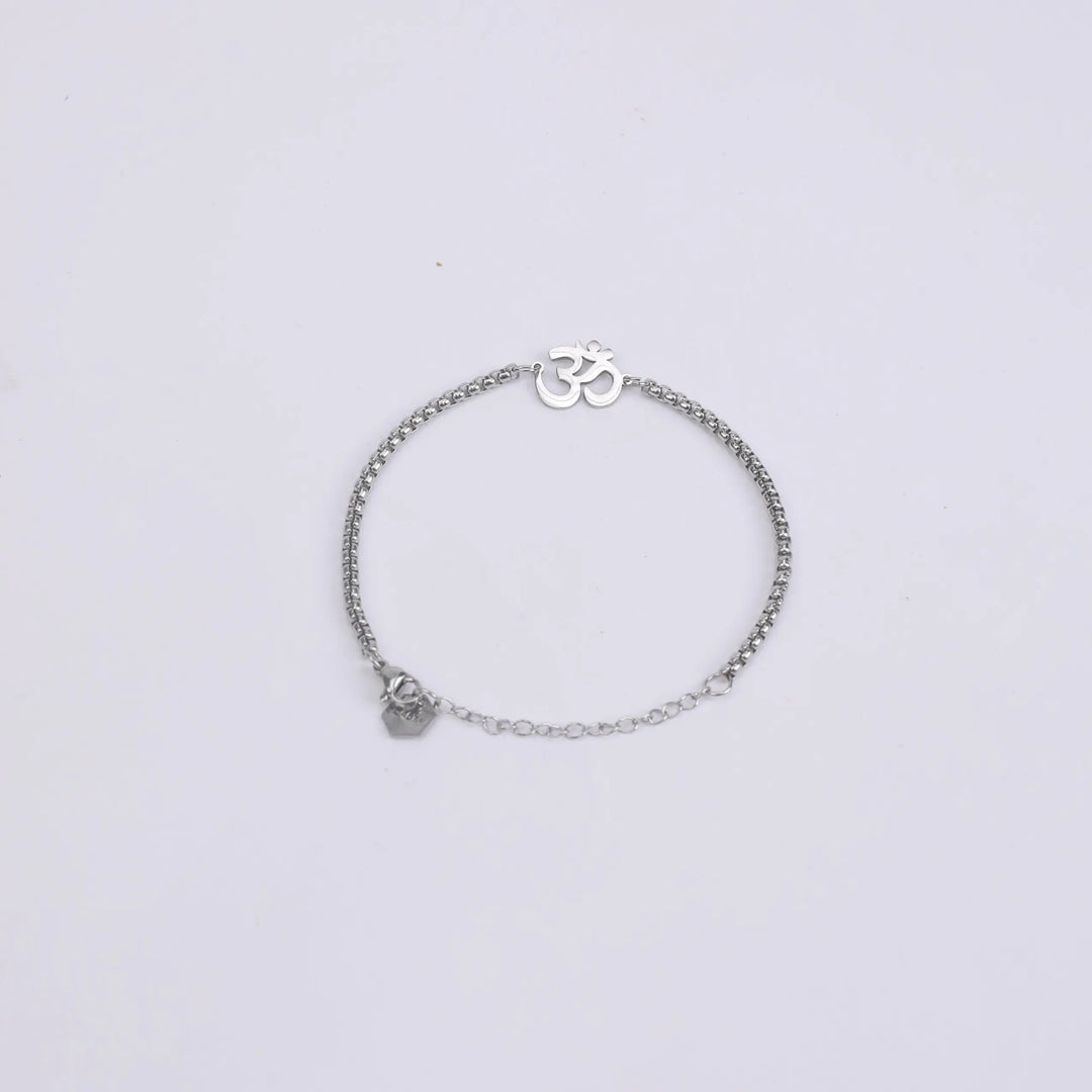 Auspicious "OM" Silver Bracelet - Salty Accessories