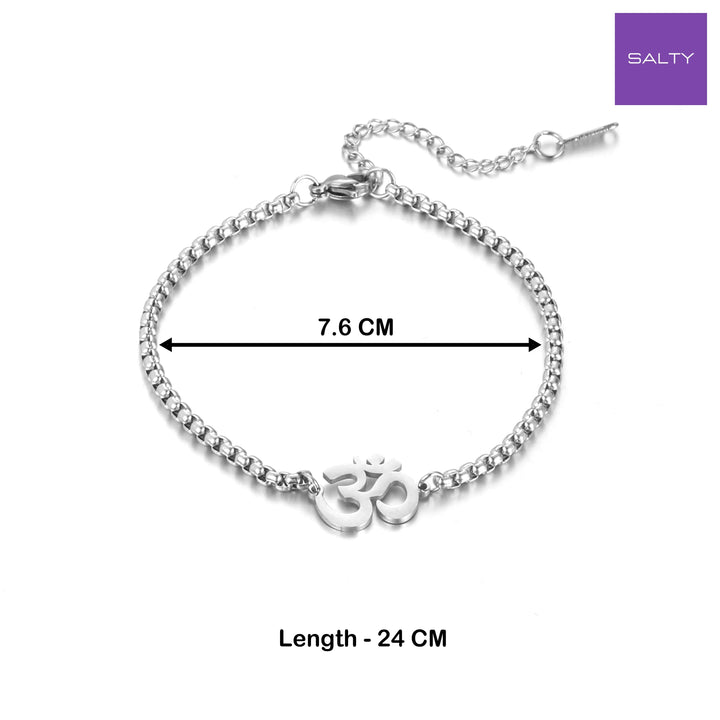 Auspicious "OM" Silver Bracelet - Salty Accessories