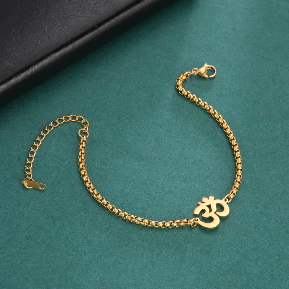 Auspicious "OM" Gold Bracelet - Salty Accessories