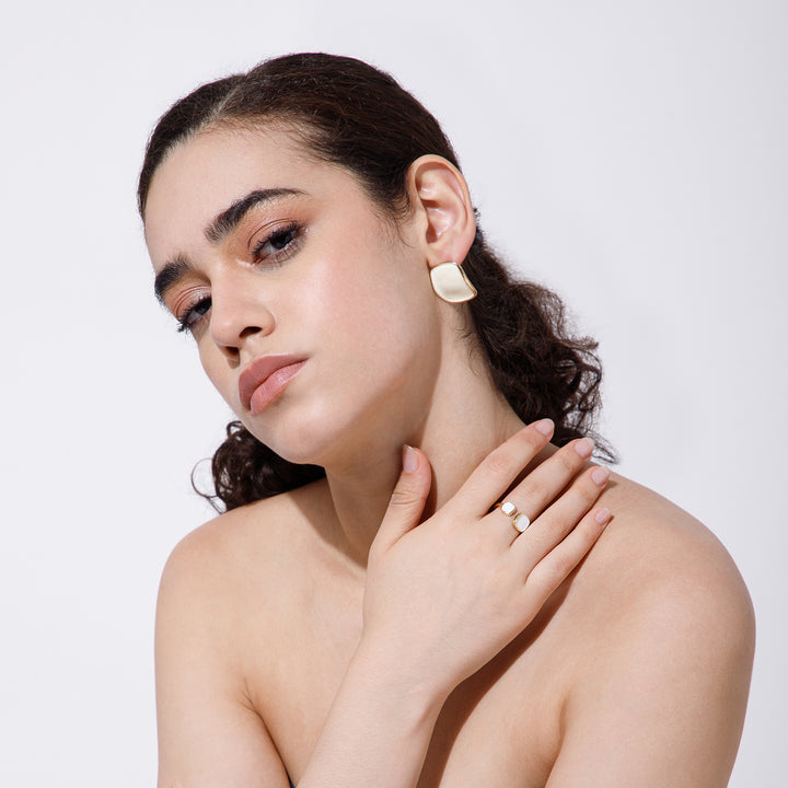 Frosted Enamel Earrings and Ring Charm Duo - Salty Accessories