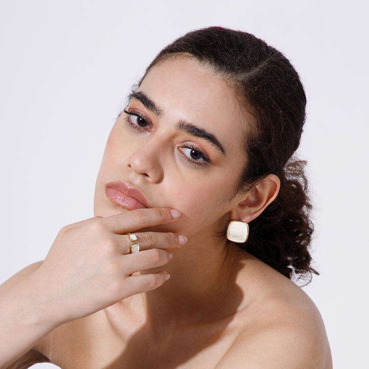 Frosted Enamel Earrings and Ring Charm Duo - Salty Accessories
