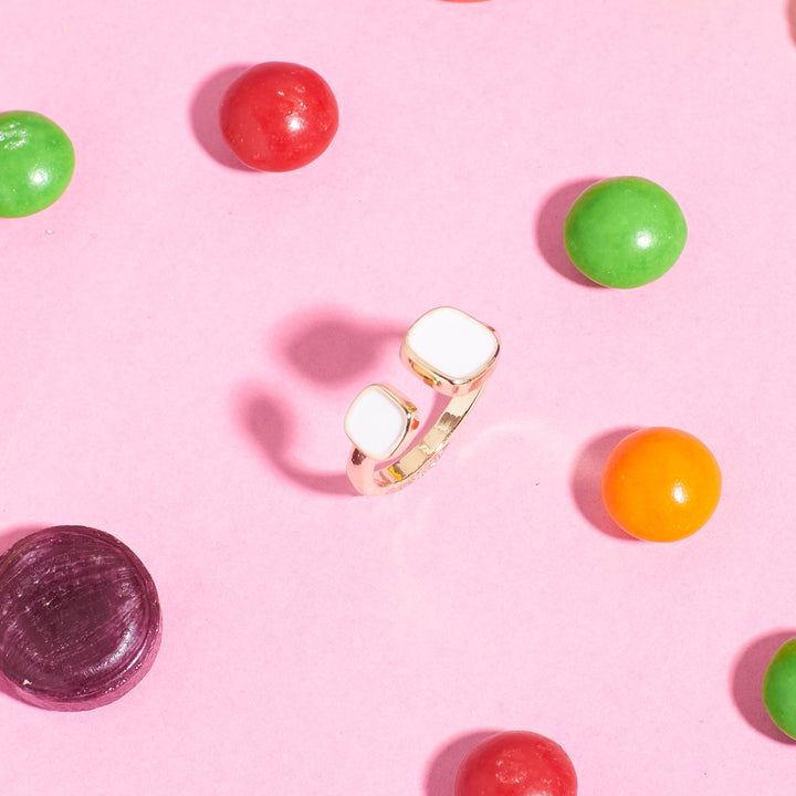 Frosted Enamel Earrings and Ring Charm Duo