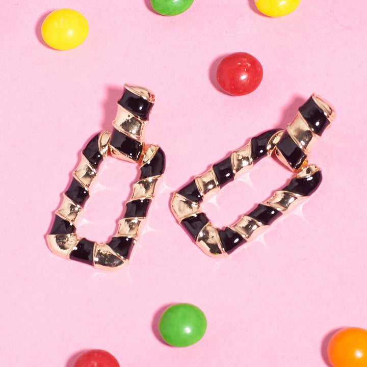 Retro black & White Check Necklace and Earrings Combo