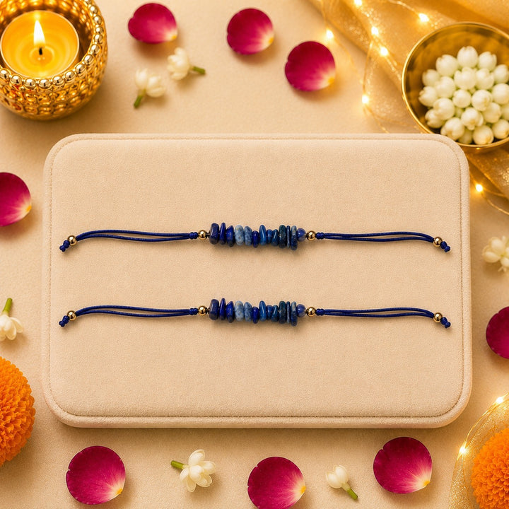 Amethyst Healing Stone Designer Thread Rakhi - Pack of 2