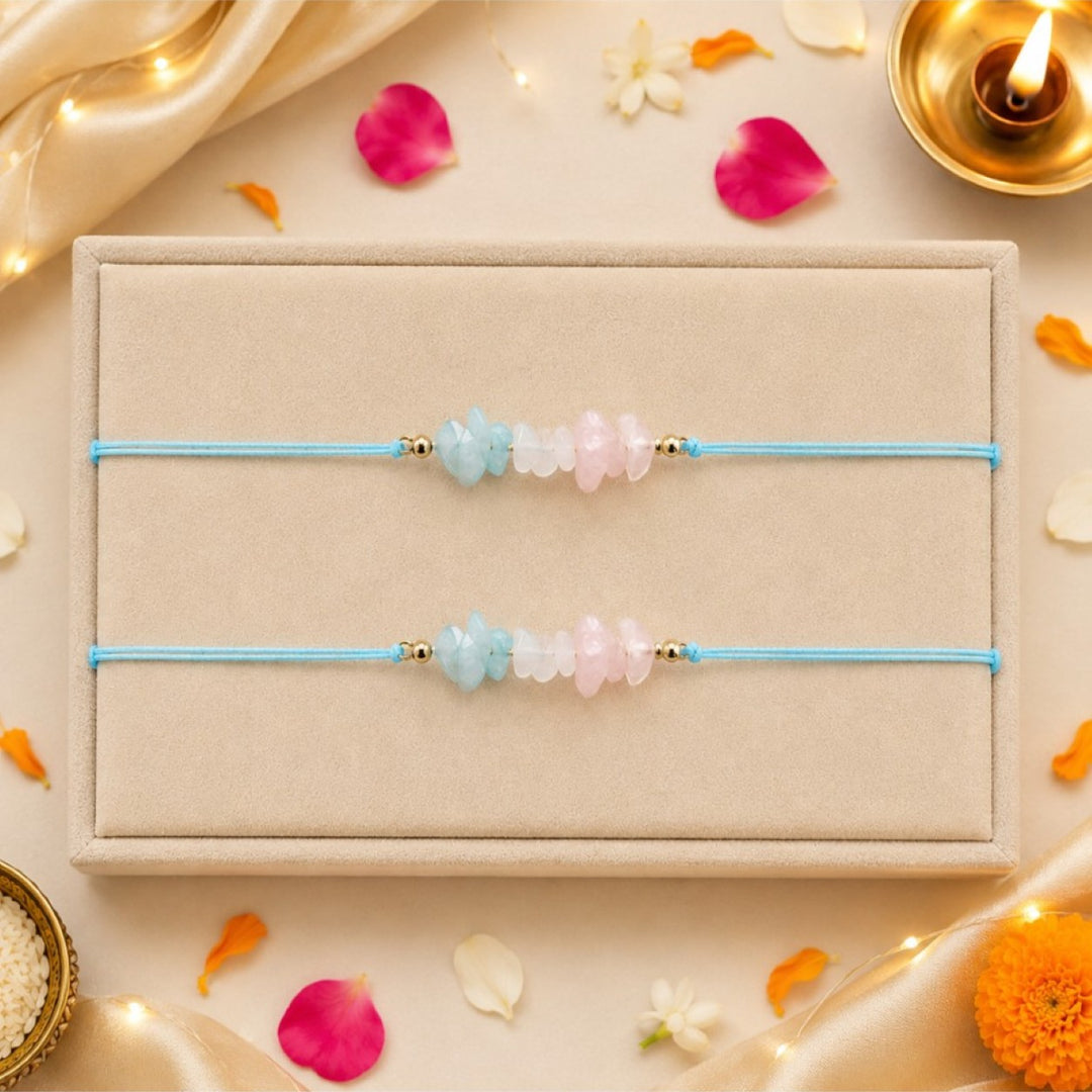Amethyst Healing Stone Designer Thread Rakhi - Pack of 2