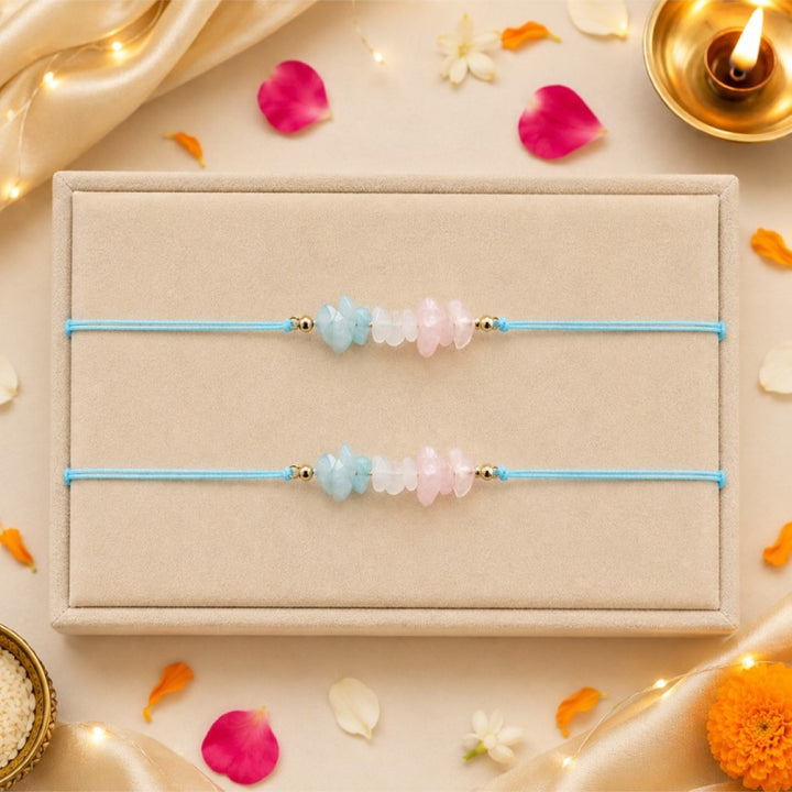 Amethyst Healing Stone Designer Thread Rakhi - Pack of 2