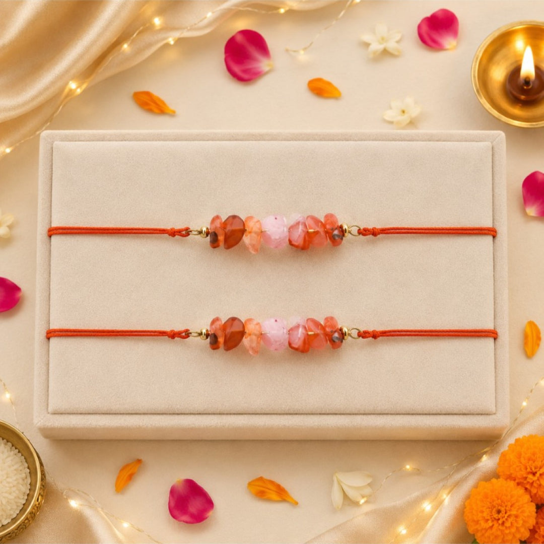 Amethyst Healing Stone Designer Thread Rakhi - Pack of 2