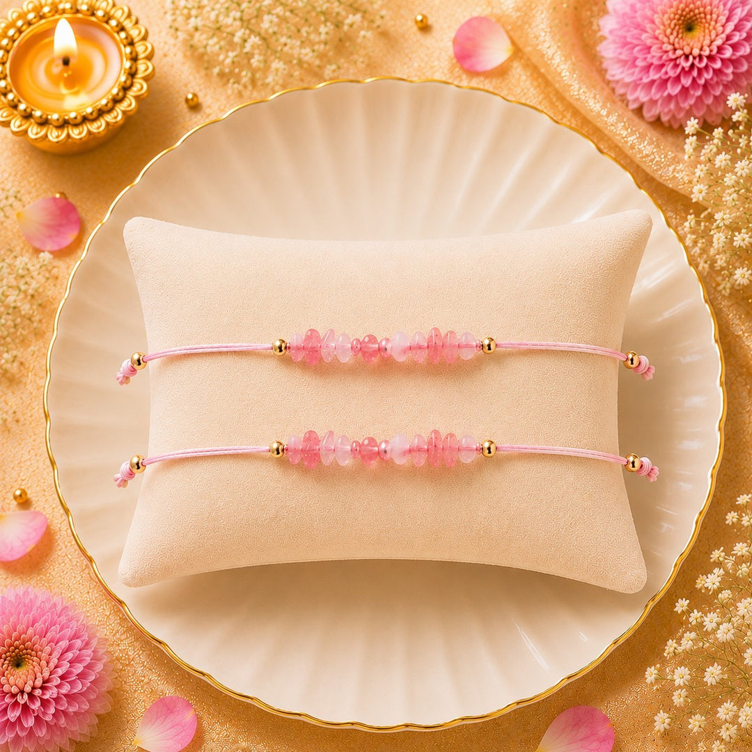 Amethyst Healing Stone Designer Thread Rakhi - Pack of 2
