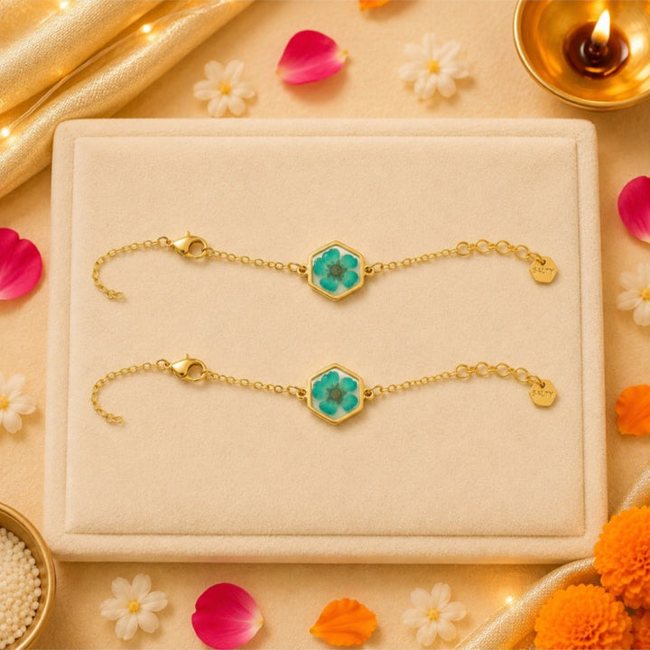Handcrafted Blue Aurora Resin Rakhi for Brother - Pack of 2