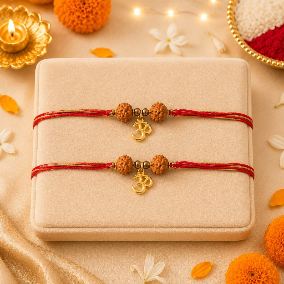 Brother Om Rudraksha Designer Thread Rakhi - Pack of 2