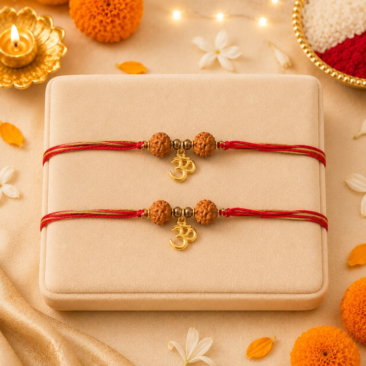 Brother Om Rudraksha Designer Thread Rakhi - Pack of 2