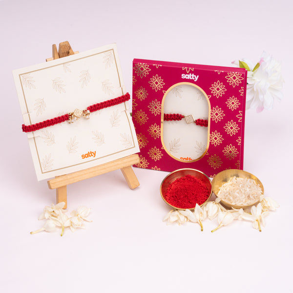 Shubh Bandhan Red & White Rakhi for Bhaiya and Bhabhi