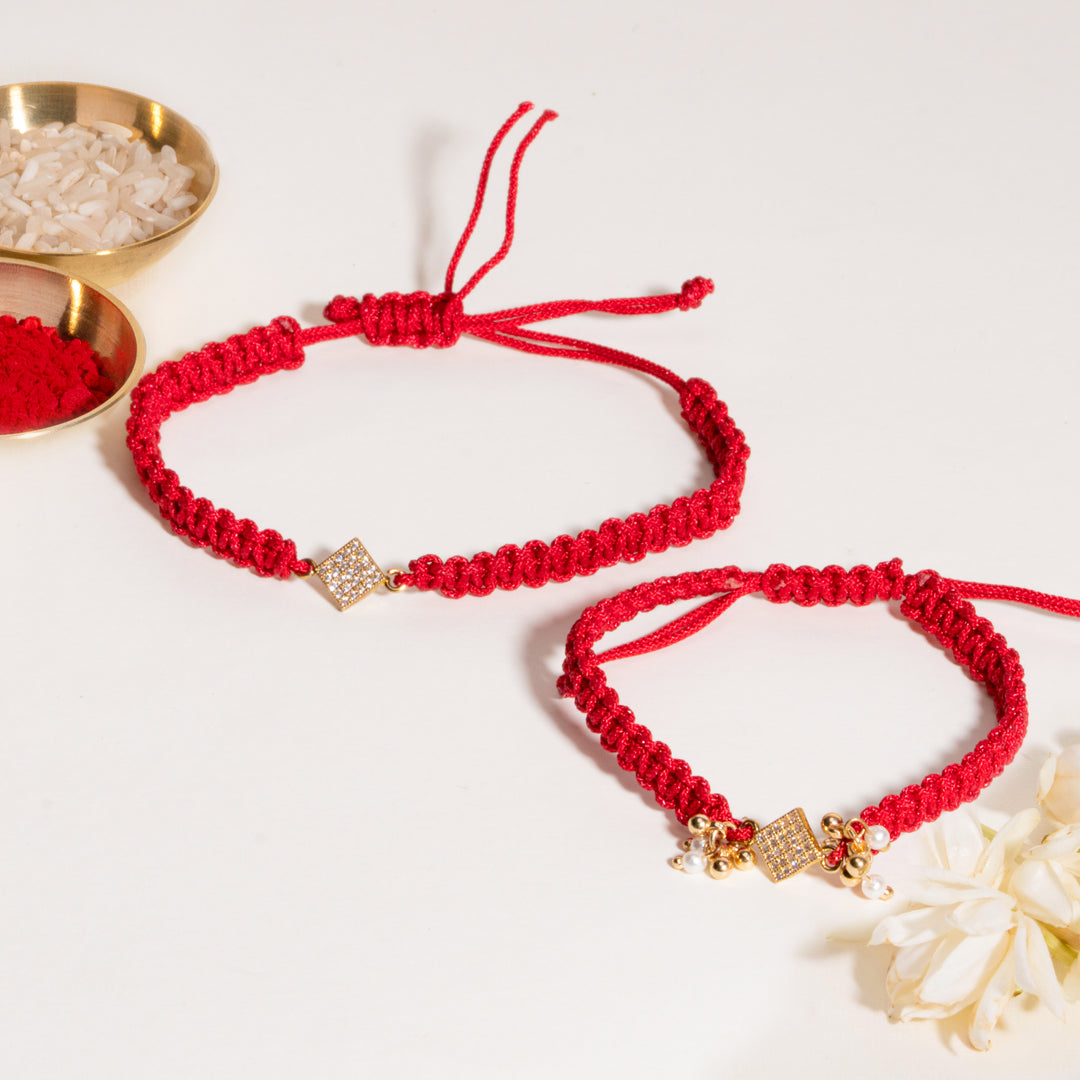 Shubh Bandhan Red &amp; White Rakhi for Bhaiya and Bhabhi