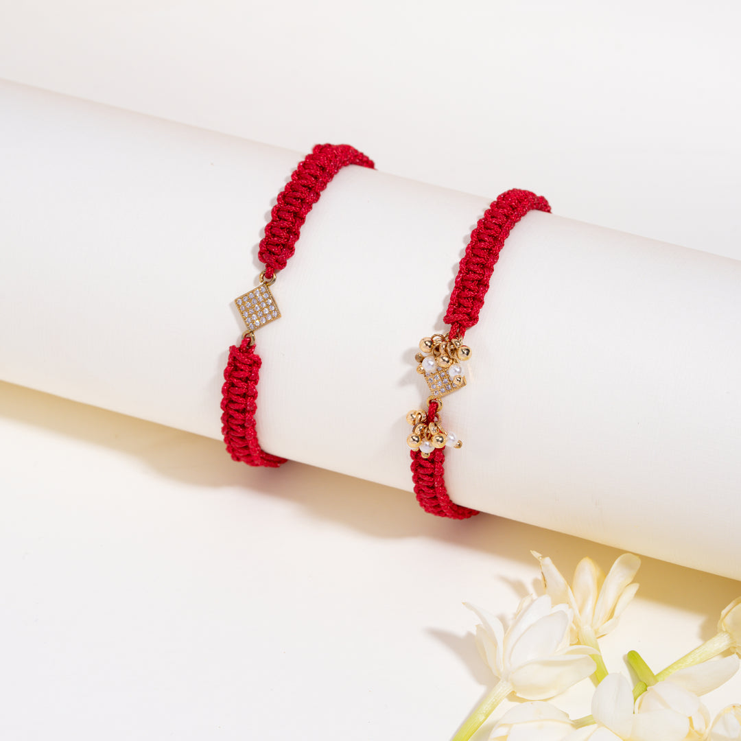 Shubh Bandhan Red &amp; White Rakhi for Bhaiya and Bhabhi