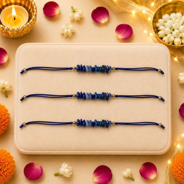 Amethyst Healing Stone Designer Thread Rakhi - Pack of 3