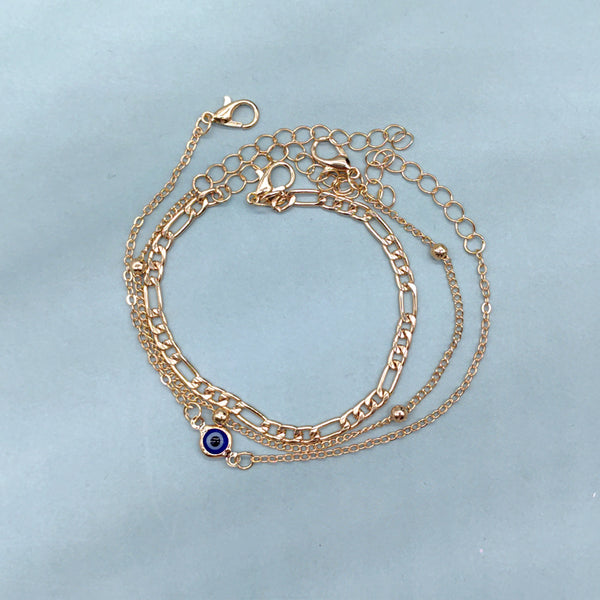 3-Piece Evil Eye Minimalist Bracelet
