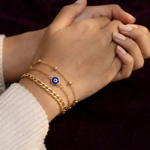 3-Piece Evil Eye Minimalist Bracelet