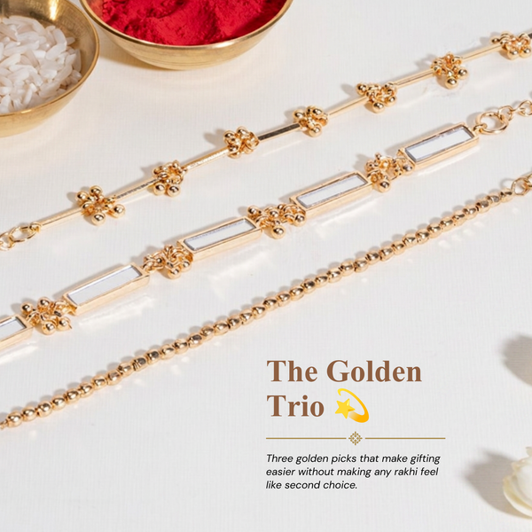 Gold Beaded Bandhan Rakhi For Sister