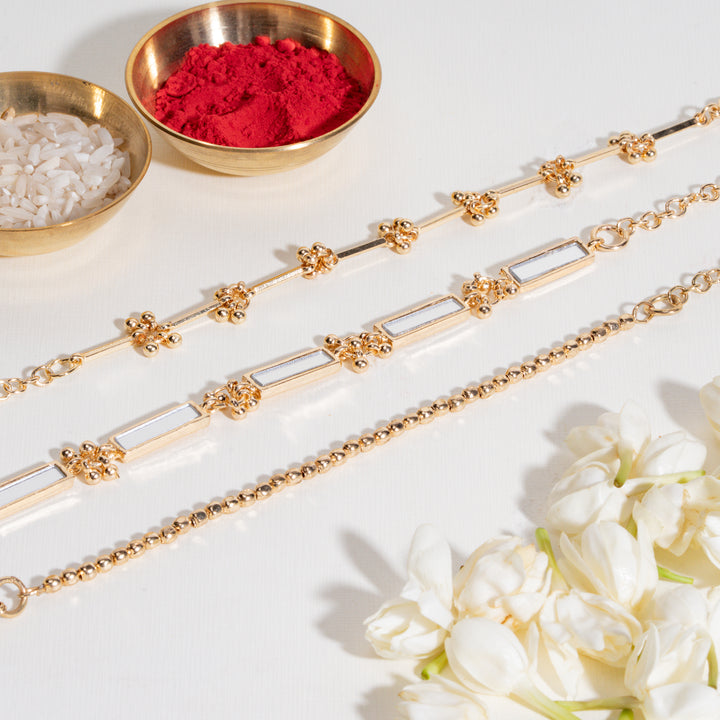 Gold Beaded Bandhan Rakhi For Sister