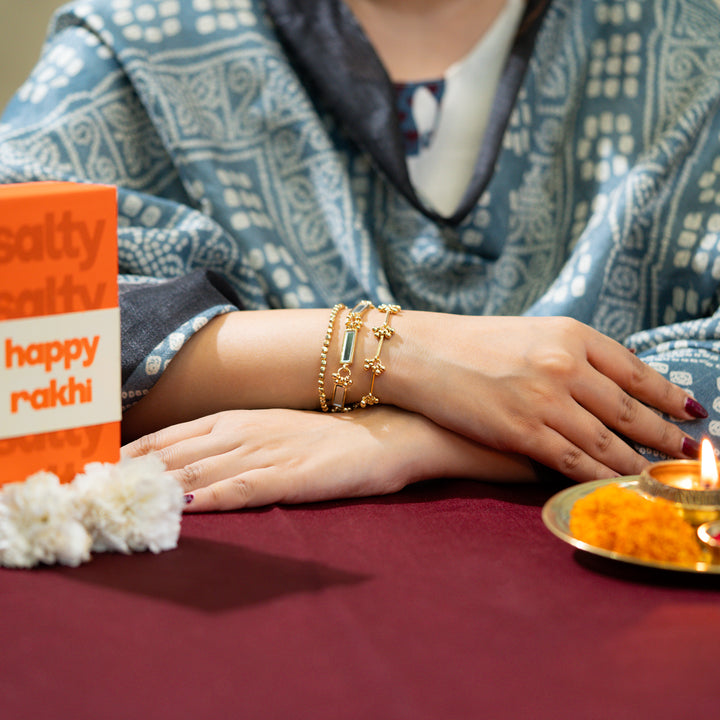 Gold Beaded Bandhan Rakhi For Sister