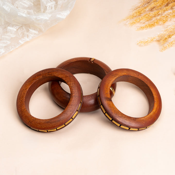 Heritage Mosaic Wooden Bracelet Stack Set of 3