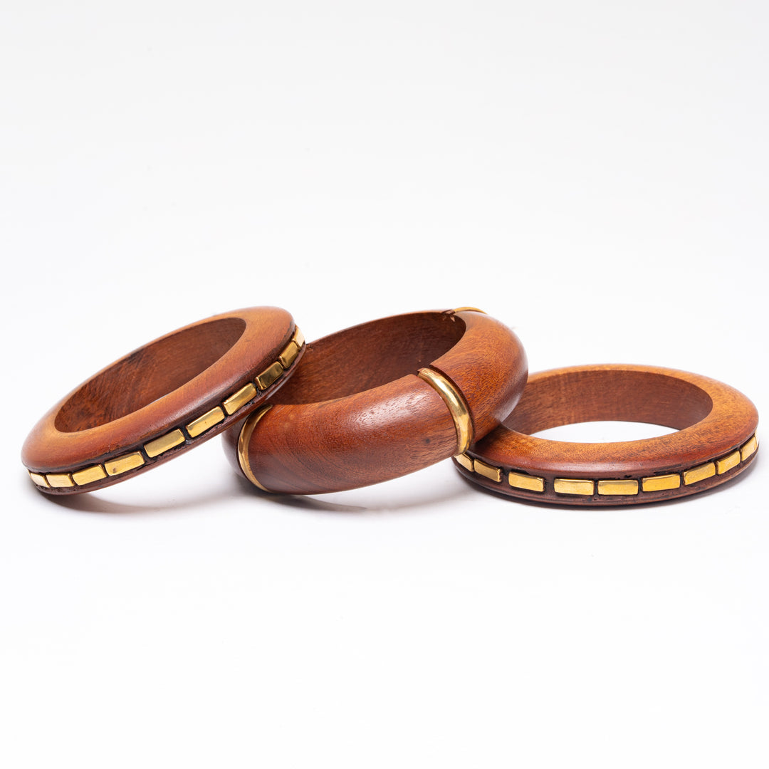 Heritage Mosaic Wooden Bracelet Stack Set of 3