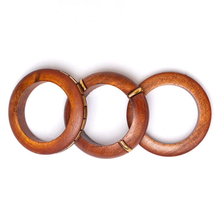 Heritage Mosaic Wooden Bracelet Stack Set of 3