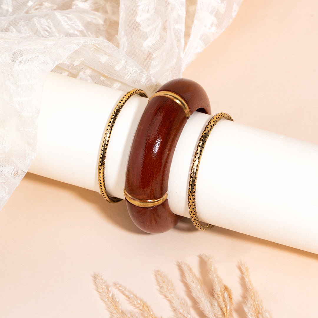 Heritage Monarch Wooden Bracelet Stack Set of 3