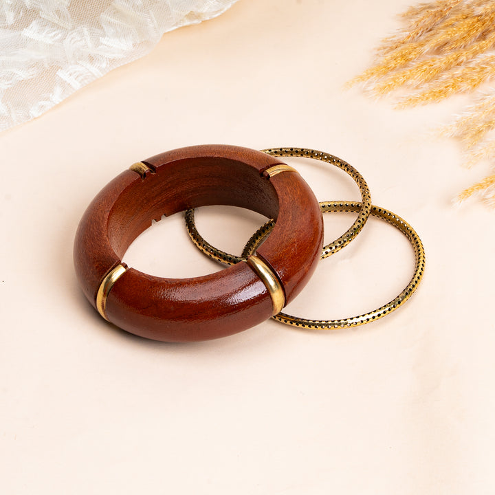Heritage Monarch Wooden Bracelet Stack Set of 3