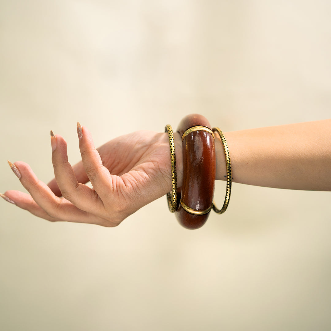 Heritage Monarch Wooden Bracelet Stack Set of 3