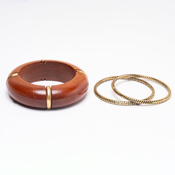 Heritage Monarch Wooden Bracelet Stack Set of 3