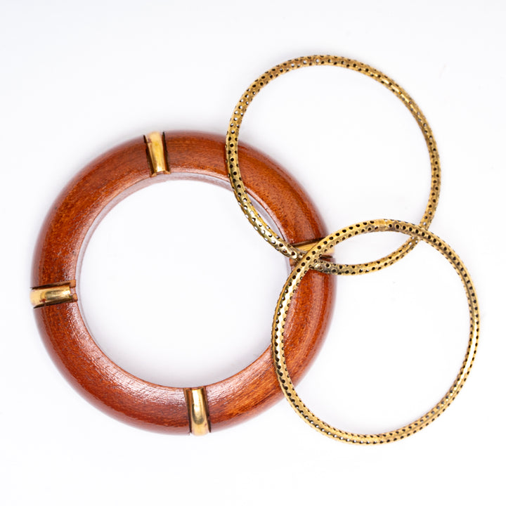 Heritage Monarch Wooden Bracelet Stack Set of 3