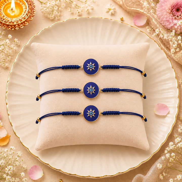 Evil Eye Protector Designer Thread Rakhi For Brother - Pack of 3