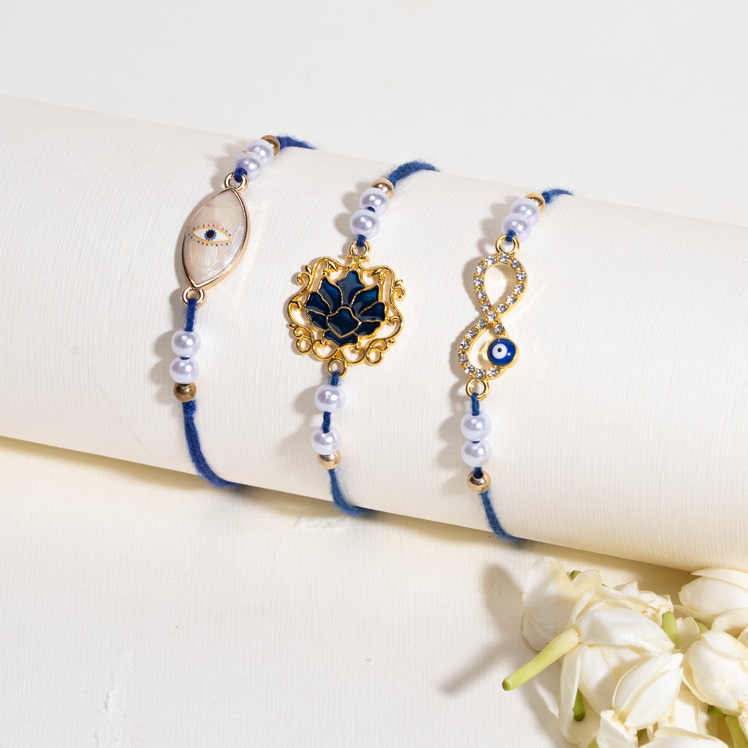 Set of 3 Pearl Rakhi for Bhaiya