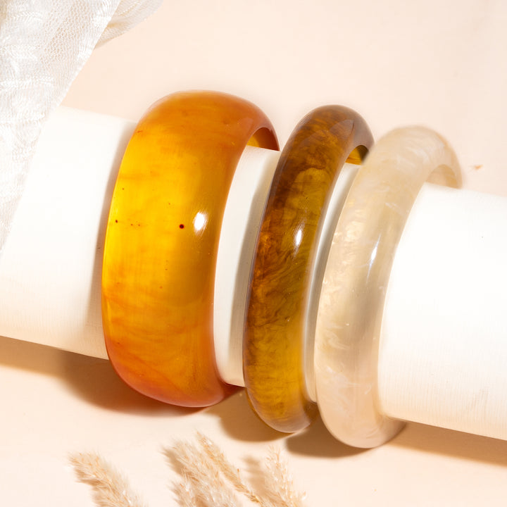 Amber Cloud Trio Chunky Bangle Set ( Set of 3)