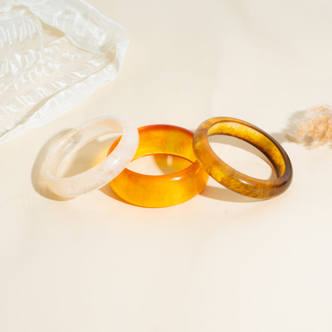 Amber Cloud Trio Chunky Bangle Set ( Set of 3)