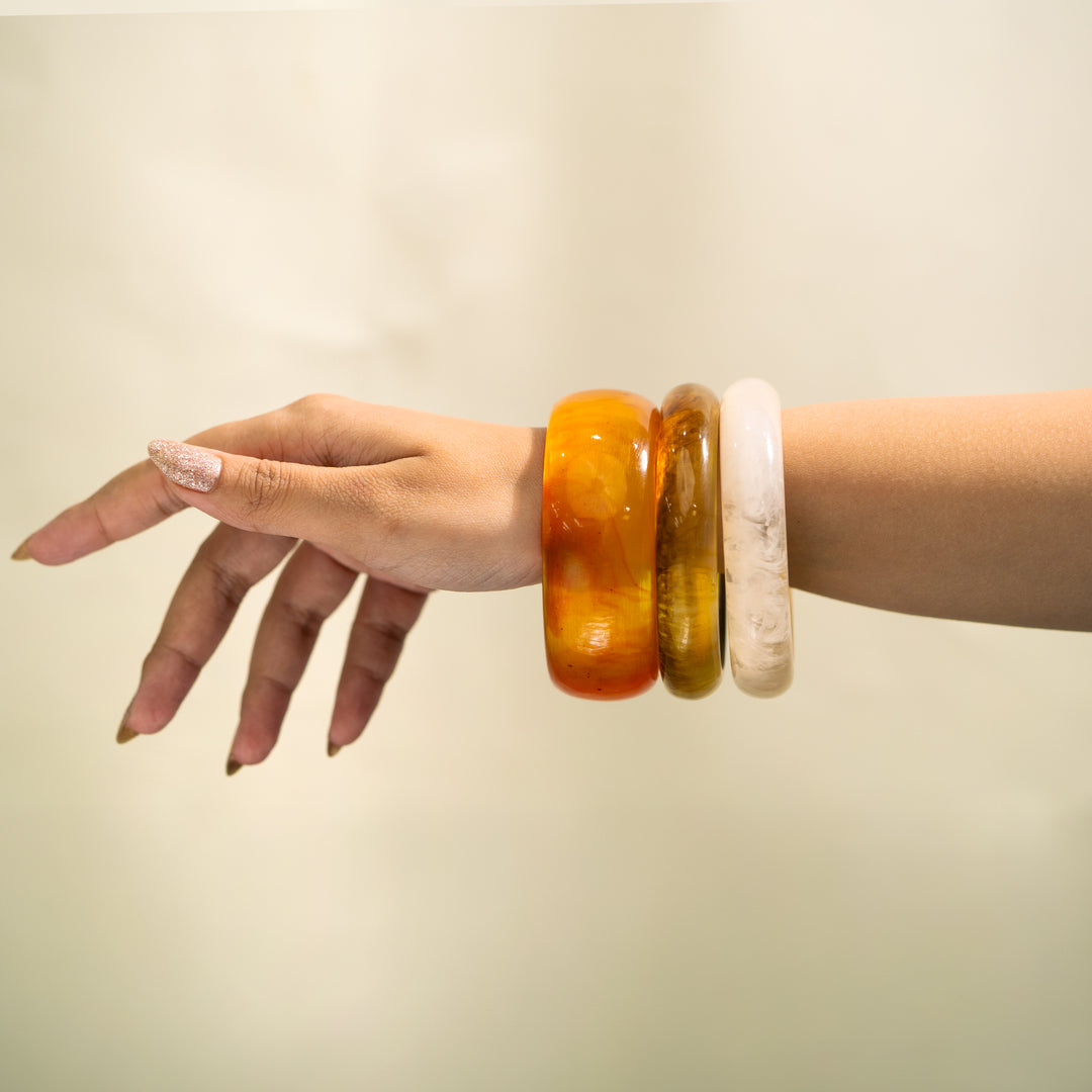 Amber Cloud Trio Chunky Bangle Set ( Set of 3)
