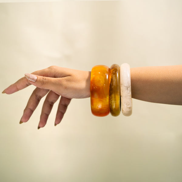 Amber Cloud Trio Chunky Bangle Set ( Set of 3)