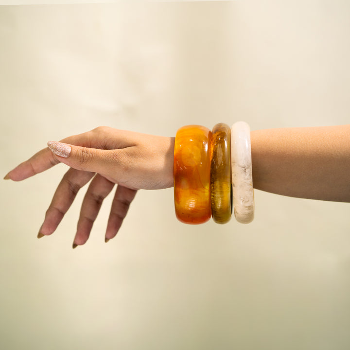 Amber Cloud Trio Chunky Bangle Set ( Set of 3)