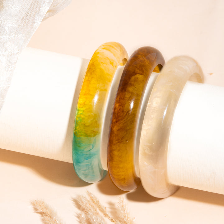 Ocean Mocha Trio Chunky Bangle Set (Set of 3)