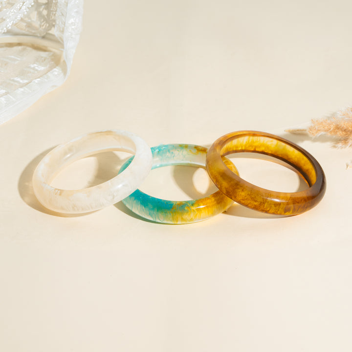 Ocean Mocha Trio Chunky Bangle Set (Set of 3)
