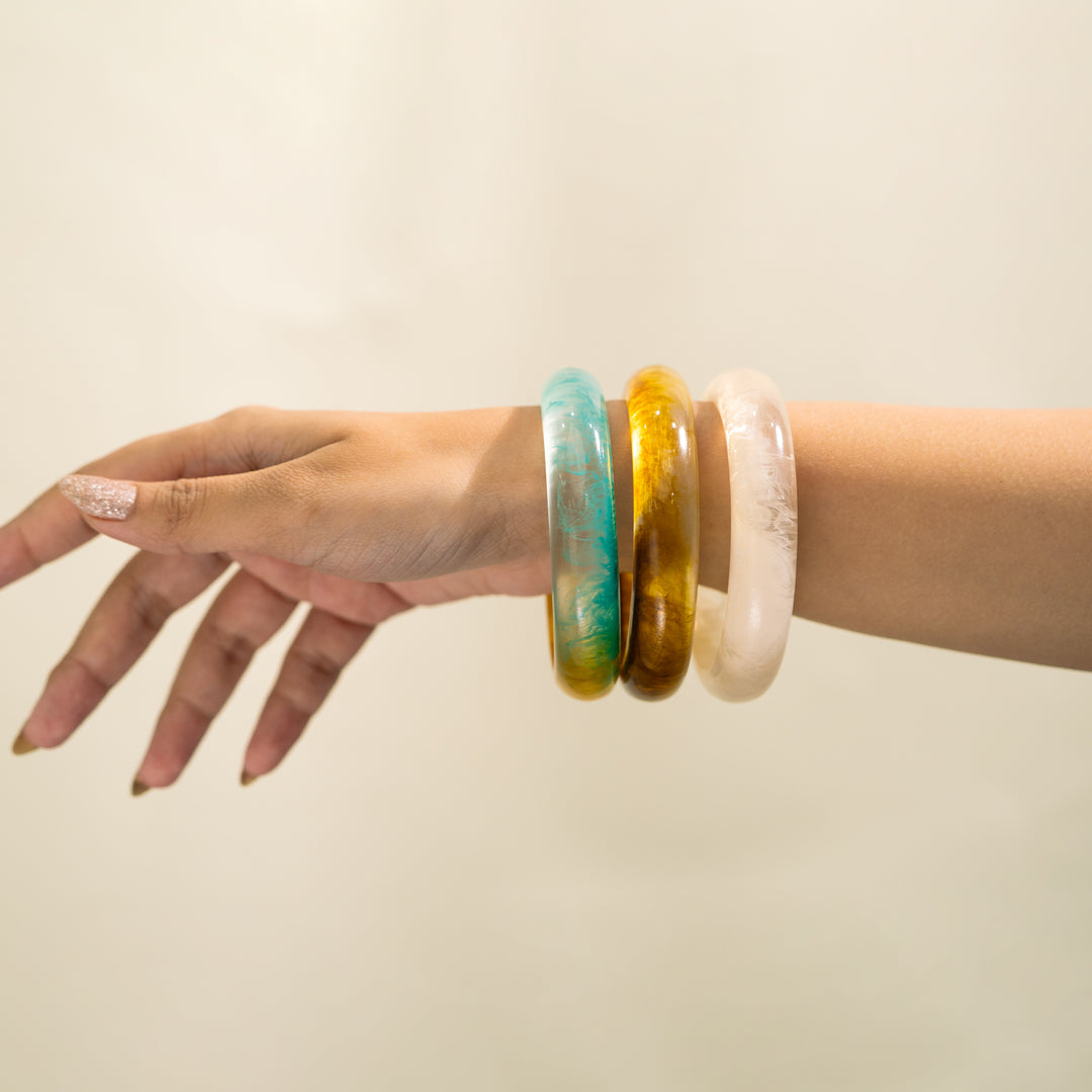 Ocean Mocha Trio Chunky Bangle Set (Set of 3)