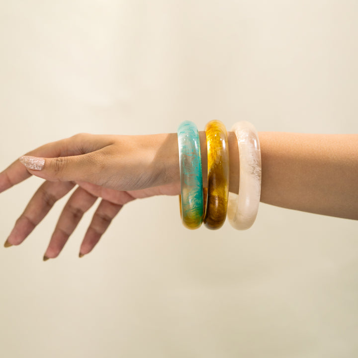 Ocean Mocha Trio Chunky Bangle Set (Set of 3)