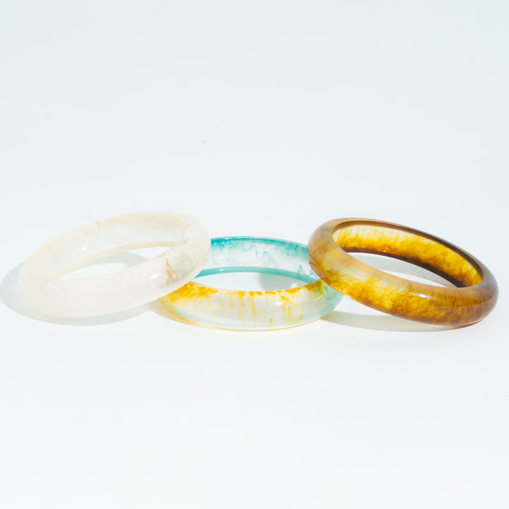 Ocean Mocha Trio Chunky Bangle Set (Set of 3)