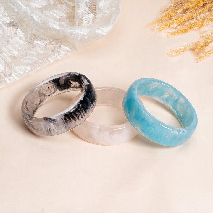 Coastal Marble Pack of 3 Bangle Set